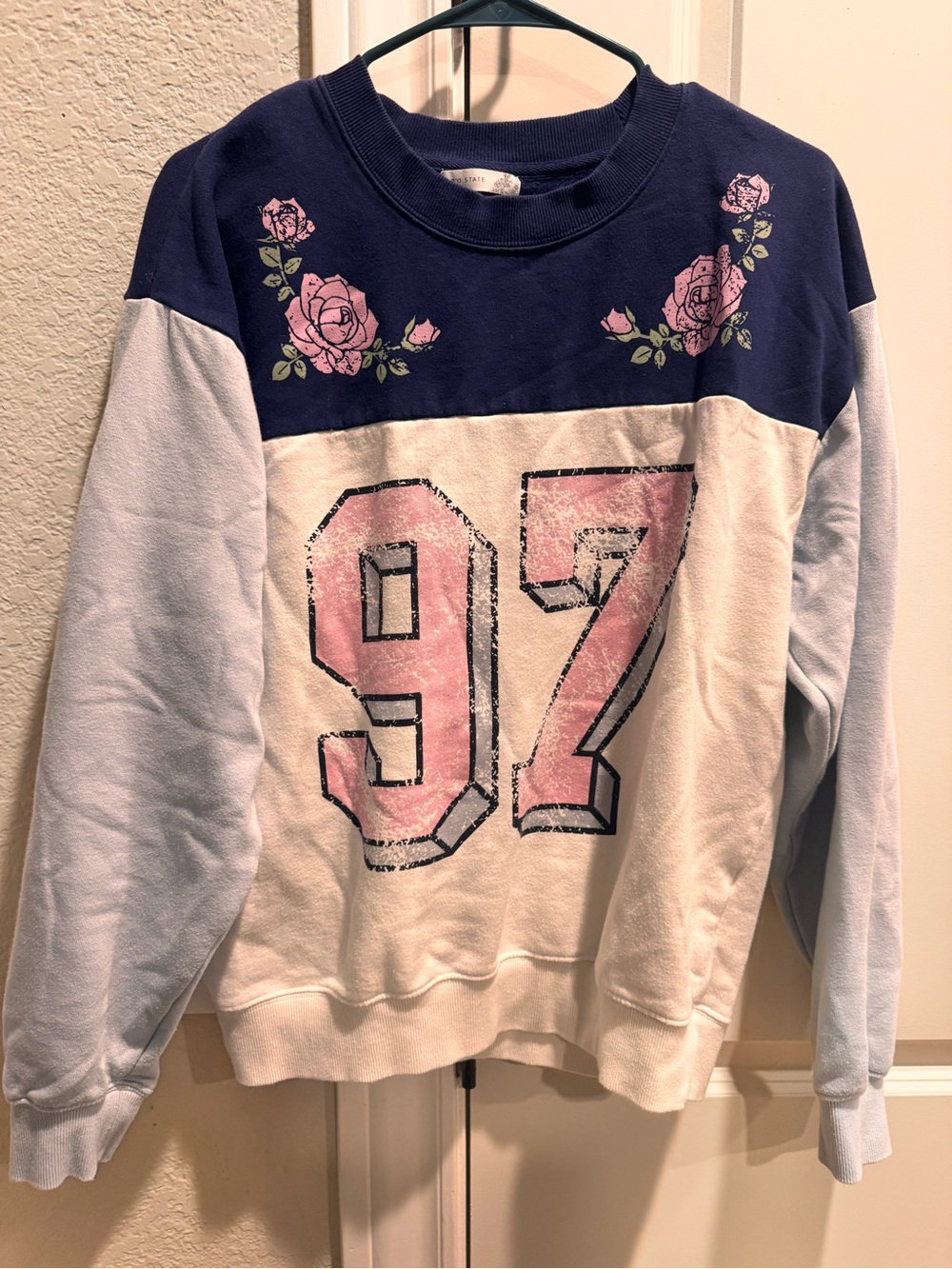 Altar'd State Navy, Light Blue & White Floral '97 Sweatshirt